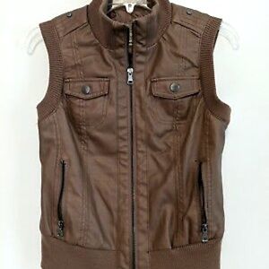 Brown Faux leather vest